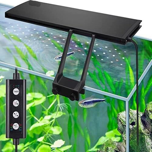 14W Clip On Built-in Timer 24/7 Nano Fish Tank Aquarium Light Full Spectrum Brightness Adjustable for 12~20inch Freshwater Tank