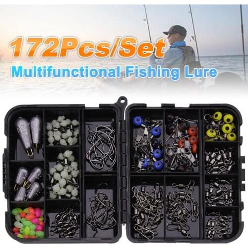 172Pcs/Set Multifunctional Fishing Lure Hook Accessory Tackle Tools Box Portable Practical Fishing Tackle Set Boxfor Angling