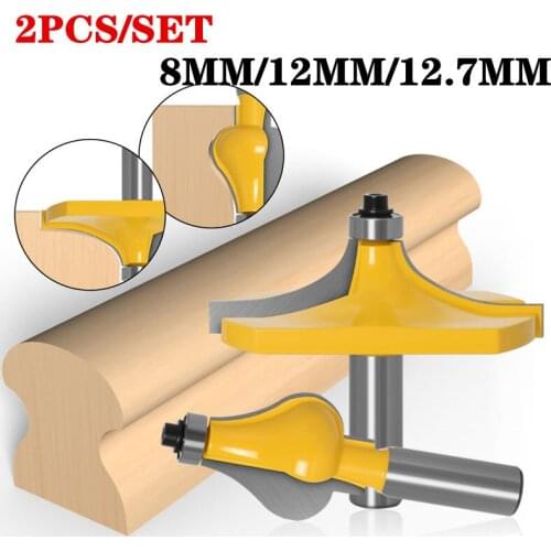 2Pcs 8mm/12mm/12.7mm Shank Beaded & Thumbnail Handrail Wood Router Bit Set 2 Bit Line knife Tenon Cutter for Woodworking Tools