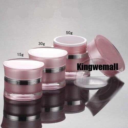 300PCS/LOT-15G Pink Acrylic Cream Jar,Empty Plastic Cosmetic Container,Makeup Sub-bottling