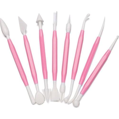 8pcs Cake Carved Group Pink Fondant Cake Sugar Flower Sculpture Group Shaping Baking DIY Tools Mold Modelling Tools Cake Tool