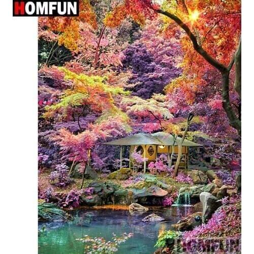 HOMFUN Full Square/Round Drill 5D DIY Diamond Painting "Tree pavilion" 3D Diamond Embroidery Cross Stitch Home Decor A18883