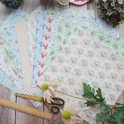 24sheets 12" DIY Desert Flower Plants Design Gift Wrapping Paper Creative Paper Craft Handmade Scrapbooking Set