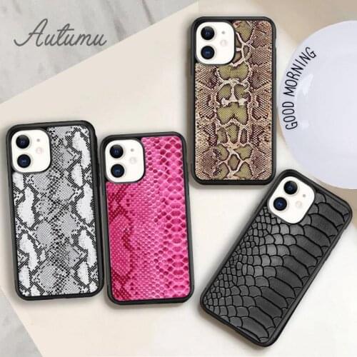 Snake skin Phone Case for iPhone 11 12 Pro Max mini X XR XS SE 2020 5 6S 7 8 Plus Samsung Galaxy S8 S9 S10 Cover shell
