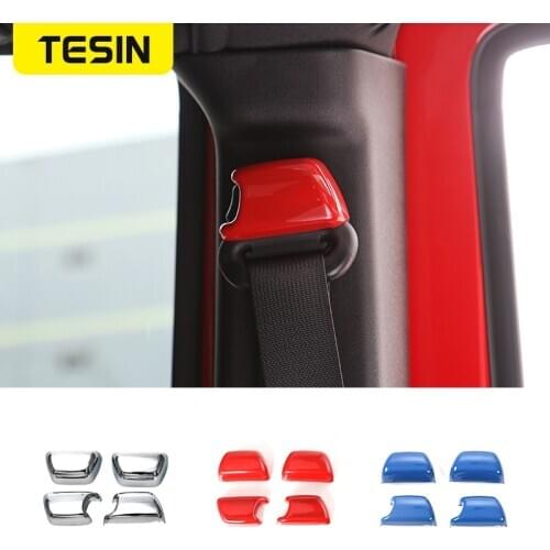 TESIN ABS Car Interior Seat Safety Belt Buckle Decoration Cover Stickers for Jeep Wrangler JK 2008 Up Car Accessories Styling