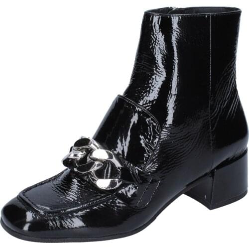 ELVIO ZANON women ankle boots black patent leather