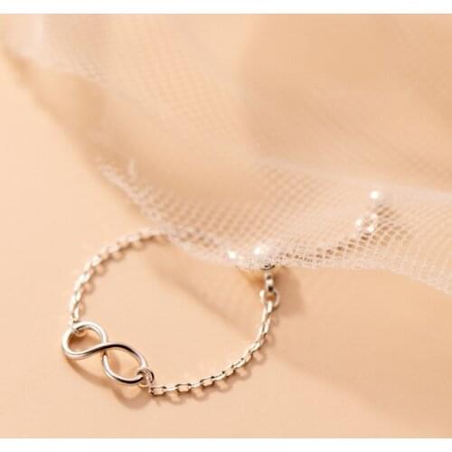 Todorova Simple Infinity Link Chain Bead Adjustable Ring For Women Trend Teen Girls Party Korean Fashion Jewelry Dropshipping