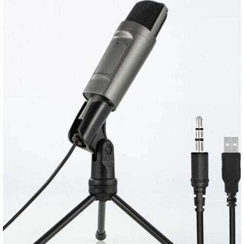 3.5mm/USB Plug USB Condenser Recording Microphone Desktop Wired Microphone for Gaming/Singing/Live Streaming Desktop Microphone