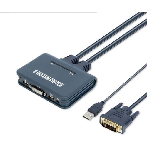 USB DVI KVM Switcher 2X1 DVI Switch KVM selector box 2X1 with desktop controller(control 2 PC via 1 pair USB mouse&keyboard)