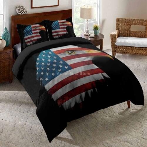 Bald Eagle American Flag Bedding Set Fashion Modern Luxury Duvet Cover Sets Comforter Bed Linen Queen King Single Size Dropship