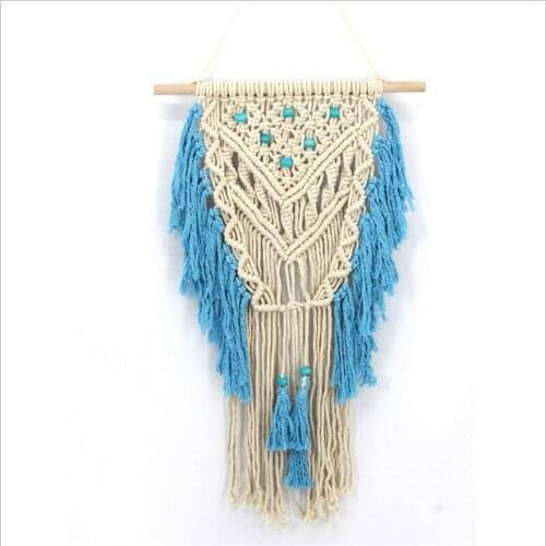 Handmade Macrame Wall Hanging Woven Art Macrame Tapestry Boho Tassel Textile Chic Bohemian For Living Room Backdrop Home Decor