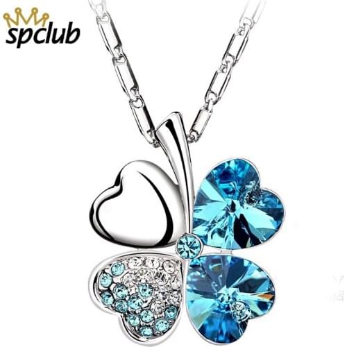 Trendy Crystals From Swarovski Lucky Wish Clovers Necklace For Women Exquisite Pendants & Necklaces Love Birthday Festival Gift