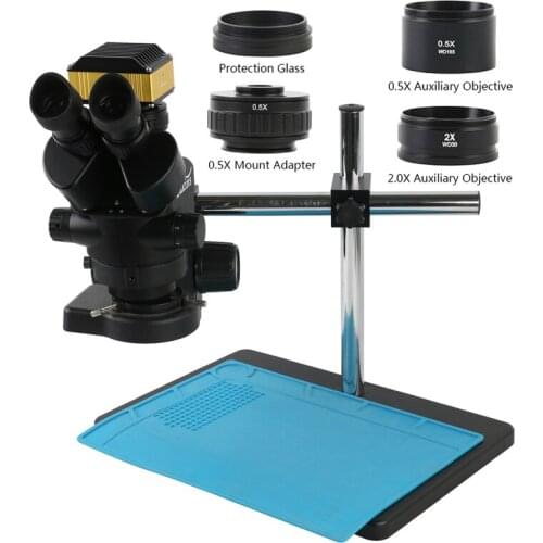 3.5X 7X 45X 90X Simul-Focal Stereo Microscope Trinocular Microscope+FHD SONY Sensor 2K UHD 1080P Video Camera For PCB Soldering