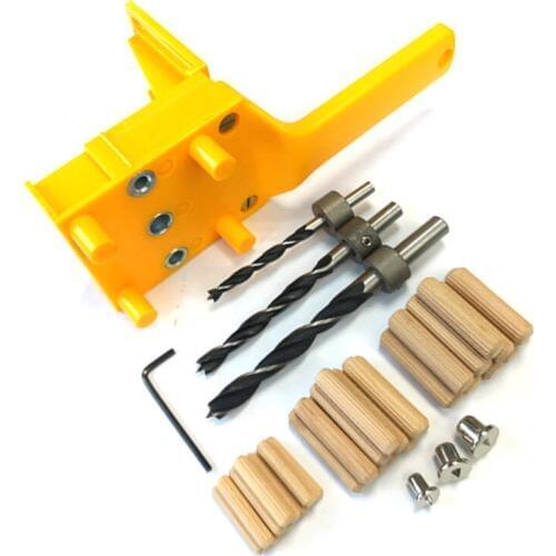 41pcs/set Drill Guide Kit Dowel Bit Set Jig 6mm 8mm 10mm E,L,T Joints Alignment Pins Doweling Jig Hole Saw Tools