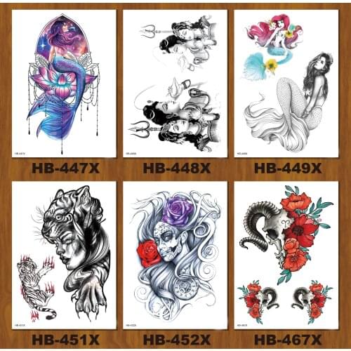 New fashion Mermaid flash womens sexy temporary tattoo 21x15cm