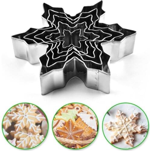 New Christmas Snowflake Molds Steel Cookie Cutters Cake Biscuit Moulds Fondant Icing Mold Christmas Baking Mold Gifts