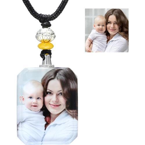 Personalized Custom Crystal Photo Pendant Necklace Print Baby Children Photos Necklaces Child Kids Picture Jewelry Couple Gifts
