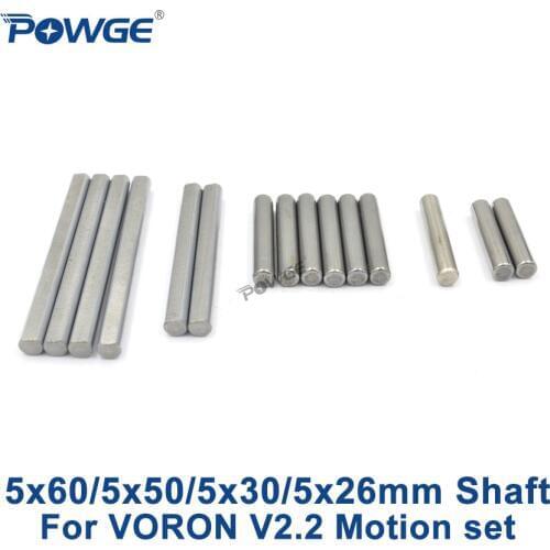 POWGE VORON V2.2 Motion linear shaft Set Grind Flat Round Length 26/30/50/60mm Diameter 5mm Steel Rod Chrome Plated Liner
