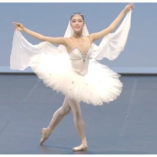 Adult White Professional Ballet Tutu Women Ballet Dance Competition Costume Figure Skating Dress Swan Lake Ballet Dress Girls