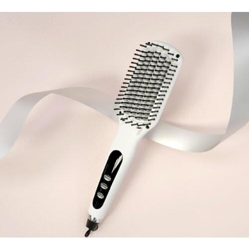 FMK Professional Electric Hair Straightener Irons Brush PTC Anti static Ceramic Heated Comb Straightening Combs Styling tool