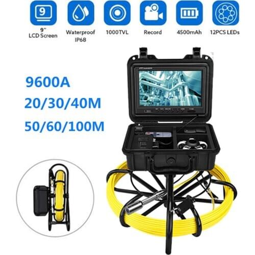 Eyoyo 9600A 20/30/50M Pipeline Inspection Video Camera DVR IP68 Drain Sewer Pipeline Industrial Endoscope with 9" Monitor