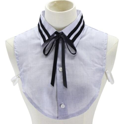 Bowknotes Shirt Pure Fake Collar for Women White Black Tie Vintage Detachable Collar Laple False Collar Blouse Top Decorative