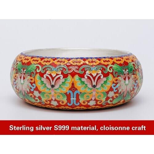 Silver Tea Set 999 Pure Silver Set Cloisonne Hands Work Pen Wash Tuba Tea set fitting