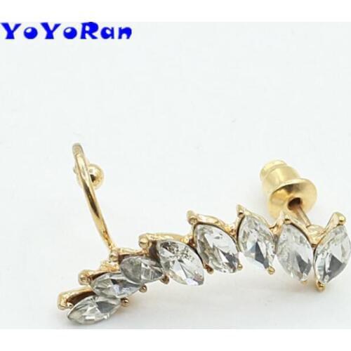 YoYoRan 1pc crystal water drop ear cuff clip earring for woman man Punk Gothic bar rhinestone moon street earring jewelry gift