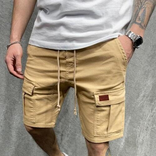 Soft Simple Straight Wide Leg Multi Pockets Cargo Shorts Shrink Resistant Short Pants Multi Pockets for Training