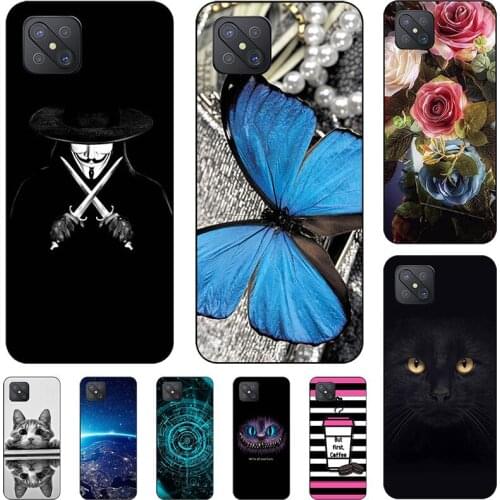 Phone Case For Oppo A92S A92 A91 A72 A52 Soft TPU Relief Silicone Case Animal Cat Cover Coque