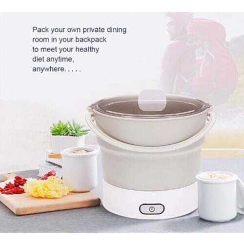 Folding Hot Pot Electric Skillet Kettle Heated Food Container Travel Cooker Tool AUG889