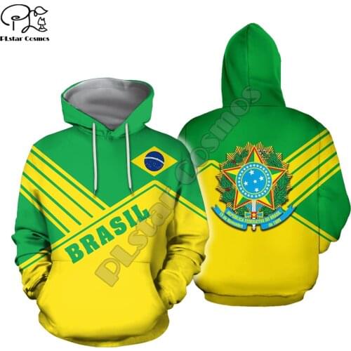 PLstar Cosmos National Emblem Brazil Flag 3D Printed Hoodies Sweatshirts Zip Hooded For Men And Women Casual Streetwear Style-14