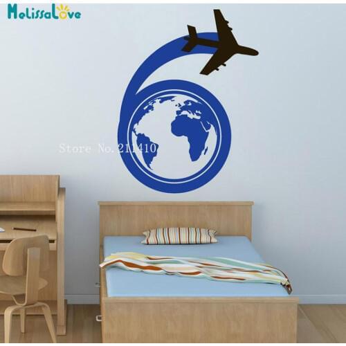Vinyl Wall Decal Sticker Traveling Airplane Decals Home Decor For Kids Baby Room 3D Self-adhesive Nursery Art Murals Gift YY950