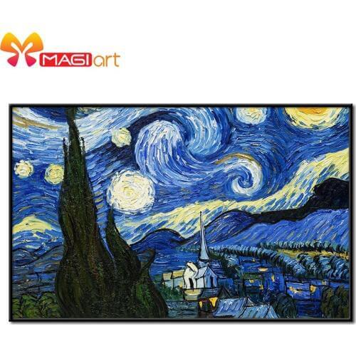 Cross stitch kits Embroidery needlework sets 11CT water soluble canvas patterns 14CT starry sky painting-NCMS050