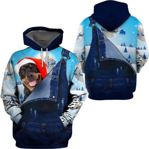 Funny Christmas Rottweiler 3D Printed Hoodies Fashion Pullover Men For Women Animal Sweatshirts Sweater Cosplay Costumes