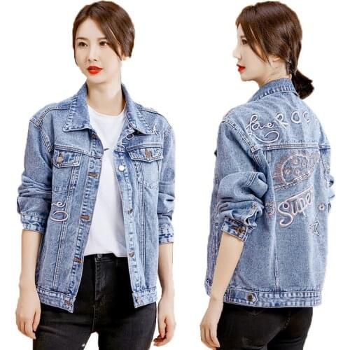 Denim Jacket Female 2021 Spring Autumn Button Korean Embroidere Jacket Women Large Size Wild Denim Short Trend Women Coat A20