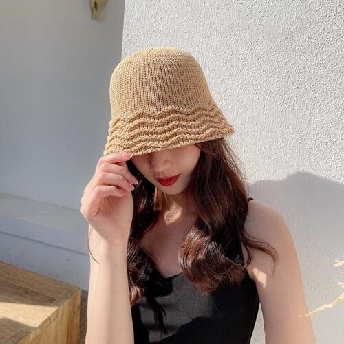MAXSITI U NEW Spring Summer Breathable Hollow Knitted Bucket Cap Woman Casual Go Shopping Fishermans Basin Hat Accessories