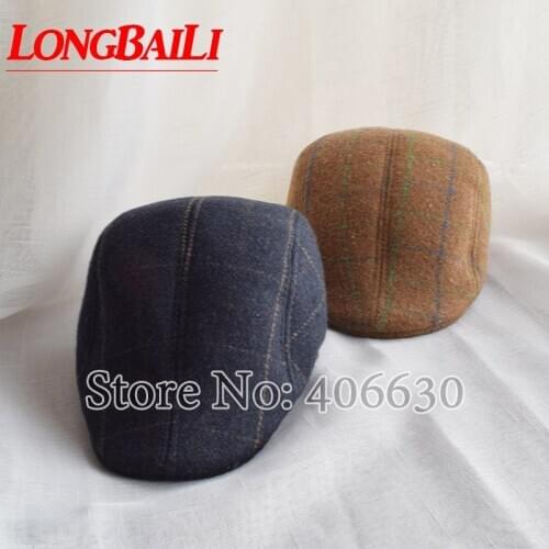 Winter Fashion Plaid Children Beret Hats Baby Boy Visor Caps Newspaper Hats Free Shipping SHXB029