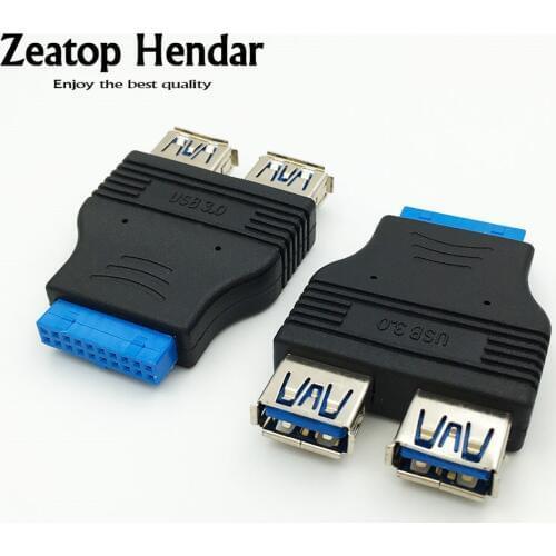 1Pcs Super speed 2 Ports USB3.0 Female to Motherboard 20 Pin Jack Dual Port USB 3.0 to 20-Pin Connector