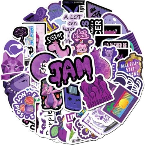 10/30/50PCS Cartoon Cute Purple Fresh Refrigerator Skateboard Hand Account DIY Decorative Stickers Stickers Graffiti Wholesale