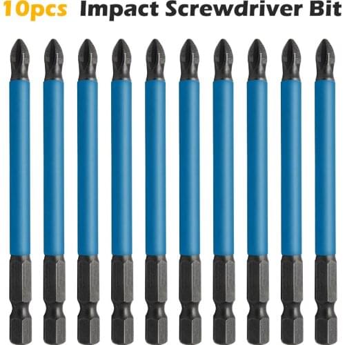 10PCS 90mm Torsion Impact Driver Screwdriver Bits Anti-slip Phillips