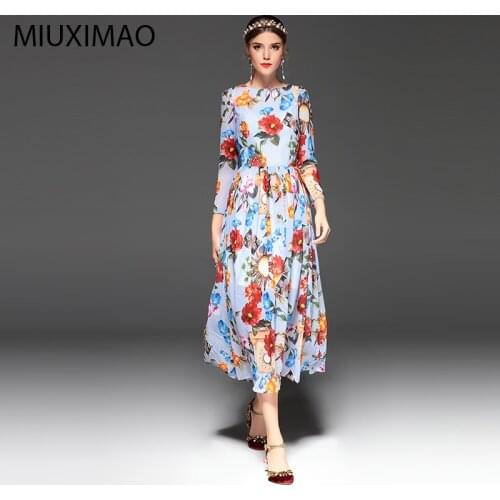 2018 Spring&Fall Newest Cute Style Dress Long Sleeve Fashion Designer Runway Dress Womens Long Sleeve Elegant Long Dress Women