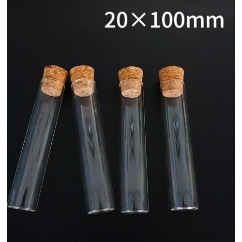 24pcs/lot 20x100mm Glass Test Tube With Cork Flat Bottom