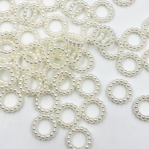 50pcs/pack 10mm White /Beige Hollow Circular Shape Craft ABS Resin Flatback Half Round Pearls Flatback Scrapbook Beads For DIY