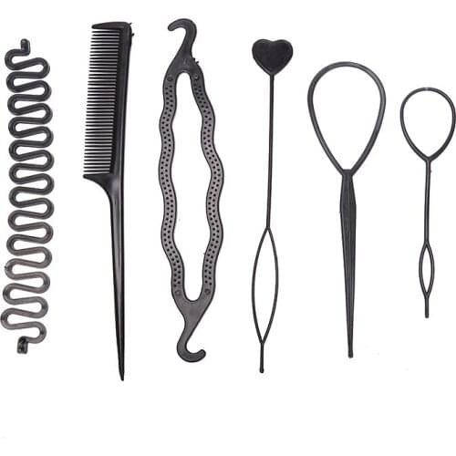 6pcs/set Hairstyle Braiding Tools Pull-through Hair Needle Dispenser Hair Comb Hair accessories