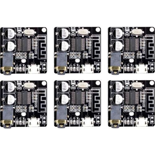6Pcs VHM-314 V.20 Bluetooth Audio Receiver Board Bluetooth 5.0 Mp3 Lossless Decoder Board with Lithium Battery Charging