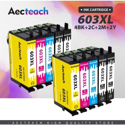 Aecteach new 603XL E-603 T603 Ink Cartridge Compatible For Epson 603 XL Printer XP-4100 XP-4105 XP-3105 WorkForce 2810DWF 2850DW