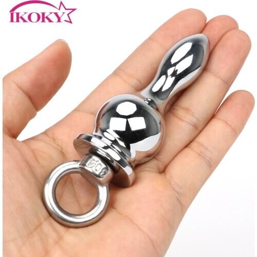 IKOKY Anal Sex Toys Erotic Toys Anal Plug Gay Anal Bead Ring Handheld Butt Plug Sex Toys for Men Women Stainless Steel