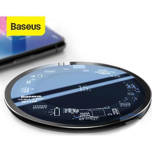 Baseus 15W Wireless Charger for Airpods iPhone 11 Pro Transparent QI Wireless Charger Desktop Pad Mobile Phone Quick Charging