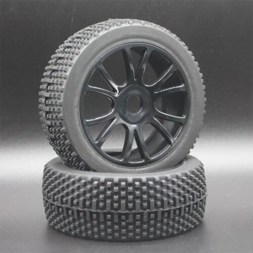 White Black Green Yellow Red RC 1:8 Off Road Car Buggy Rubber Tires & Plastic Wheel Rims HUB HEX